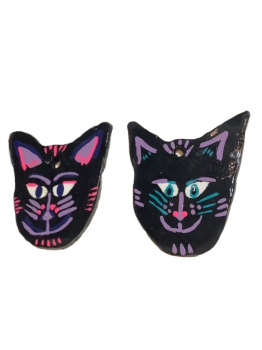 Black Cat Face Ceramic Ornament (1)